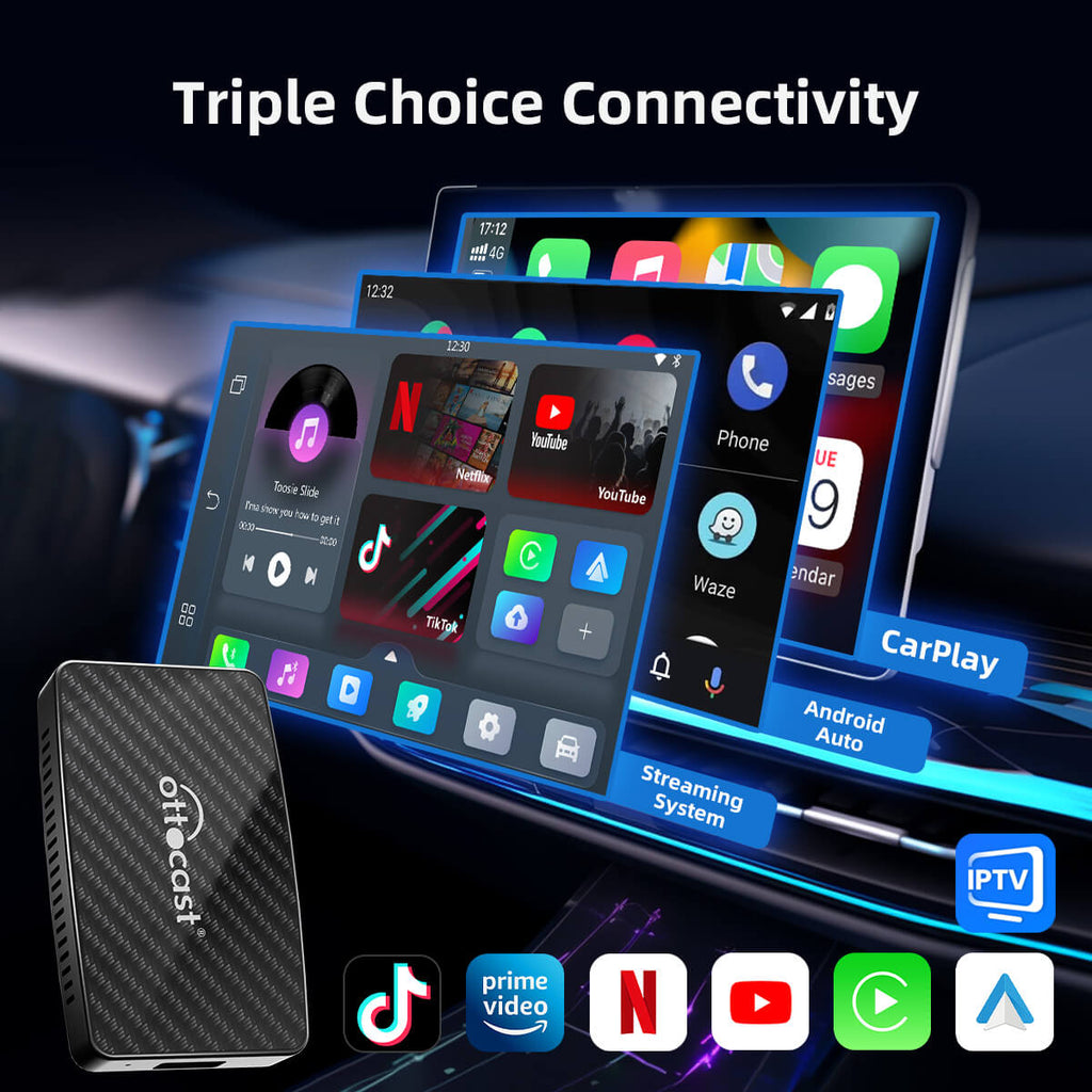 OTTOCAST® Play2Video Pro | Netflix, YouTube, Prime Video & Wireless CarPlay Android Auto