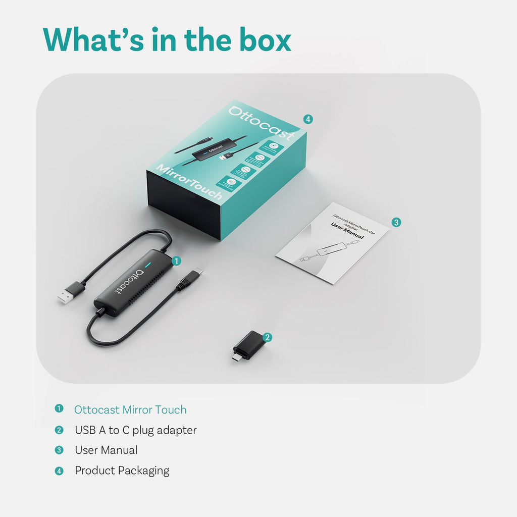 (🎉Summer Sale 40% OFF) Ottocast® Mirror Touch |Screen Mirroring+Bi-Directional Control+Wireless CarPlay