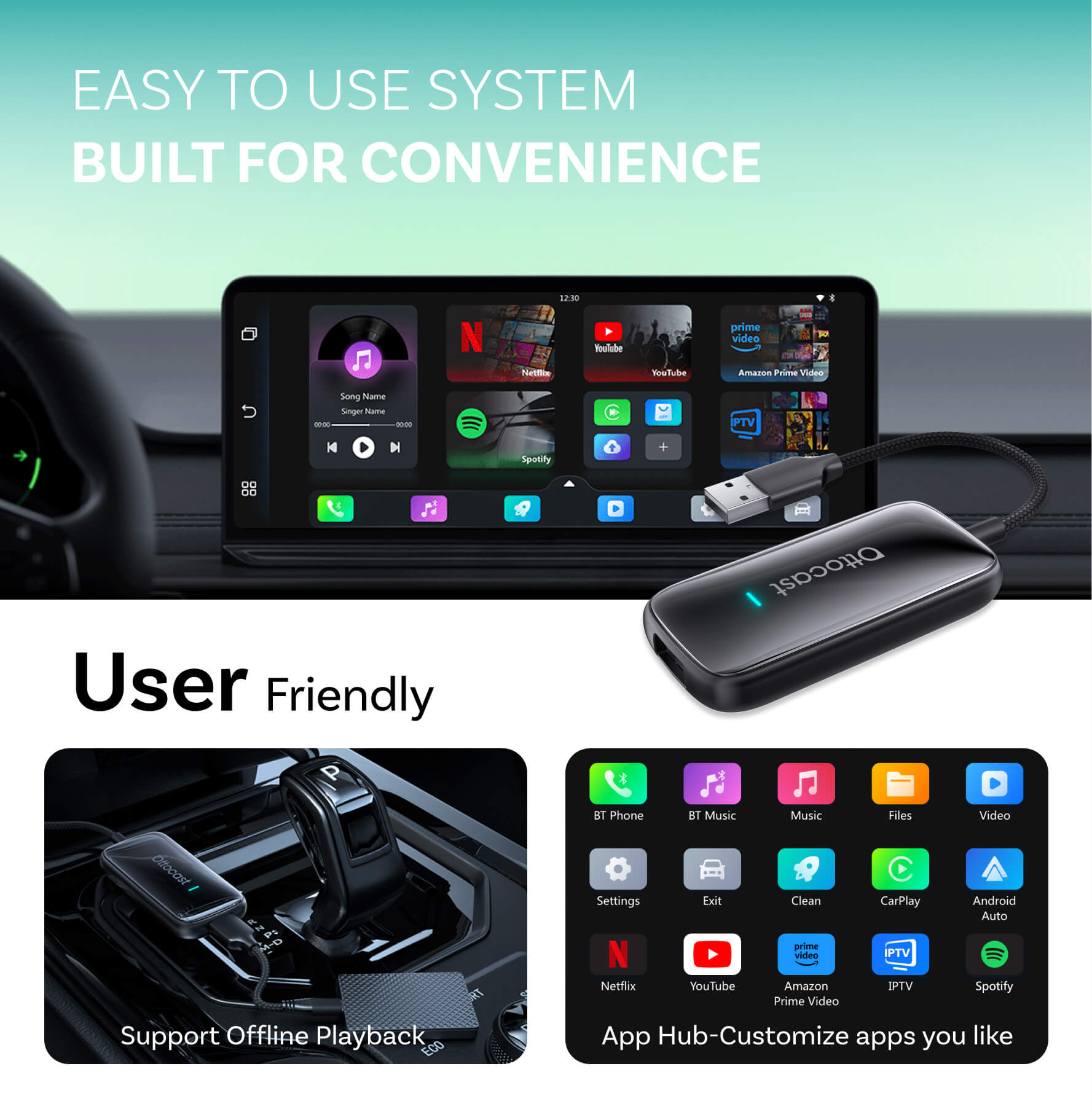 2026 Play2Video Ultra CarPlay/Android Auto All-in-1 Adapter with App Hub